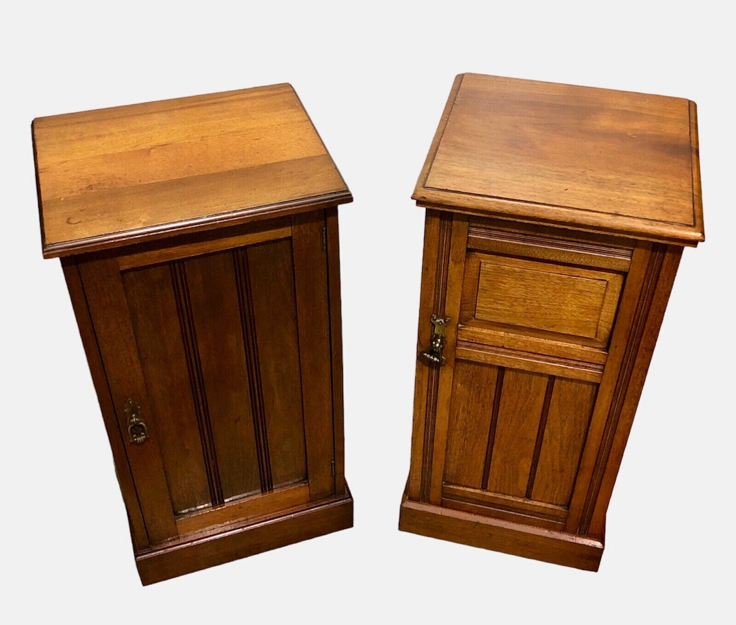 000792....Two Antique Solid Walnut Bedside Cabinets / Nightstands ( sold )