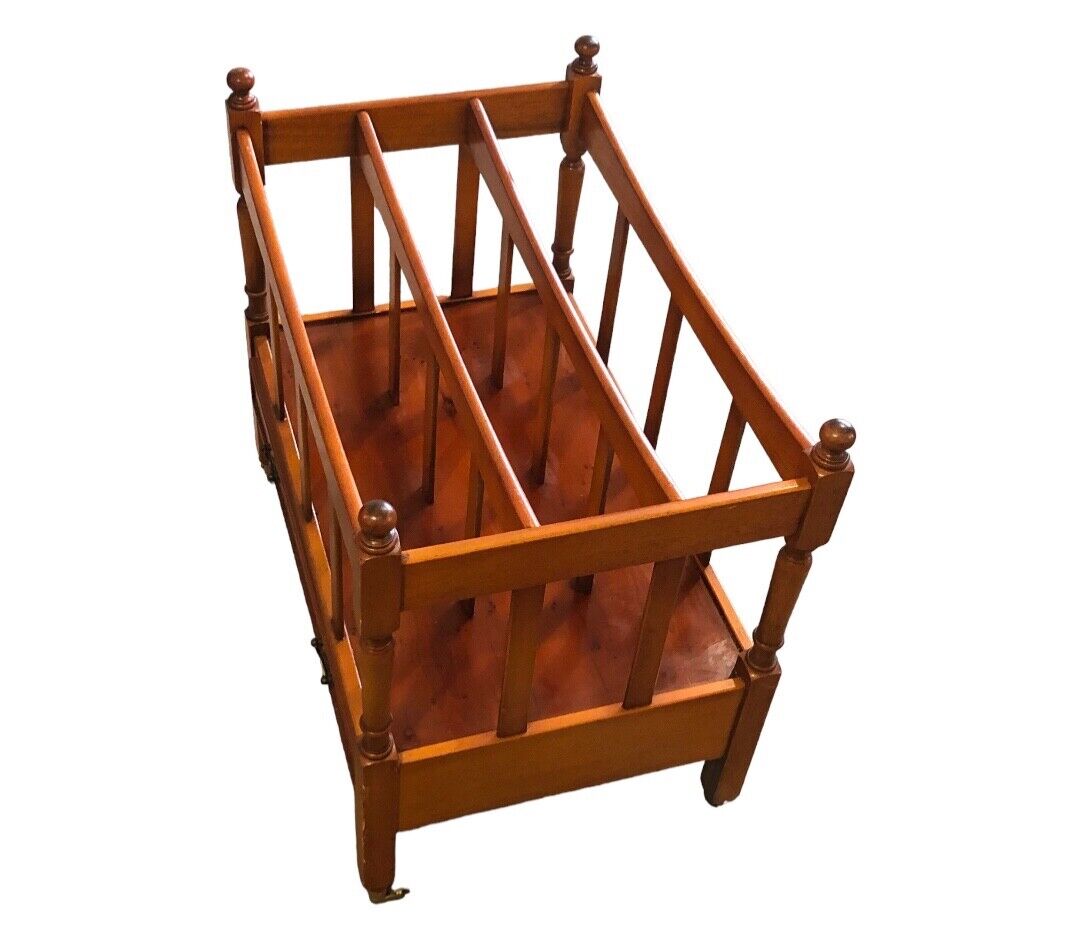 000783....Handsome Vintage Yew Canterbury / Magazine Rack ( sold )