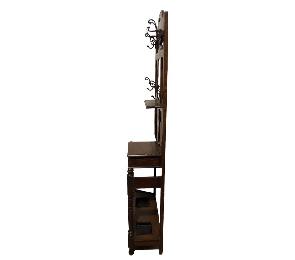 000785....Handsome Antique Oak Hall Stand / Coat Rack ( sold )