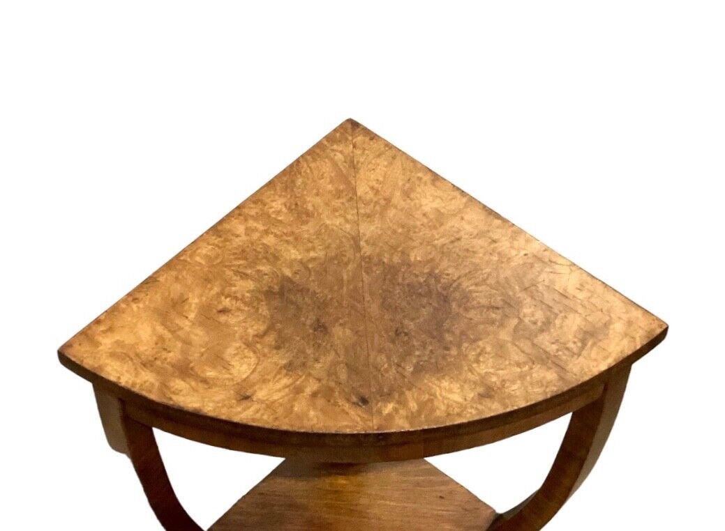 000804....Small Art Deco Walnut Corner Table / Plant Stand ( sold )