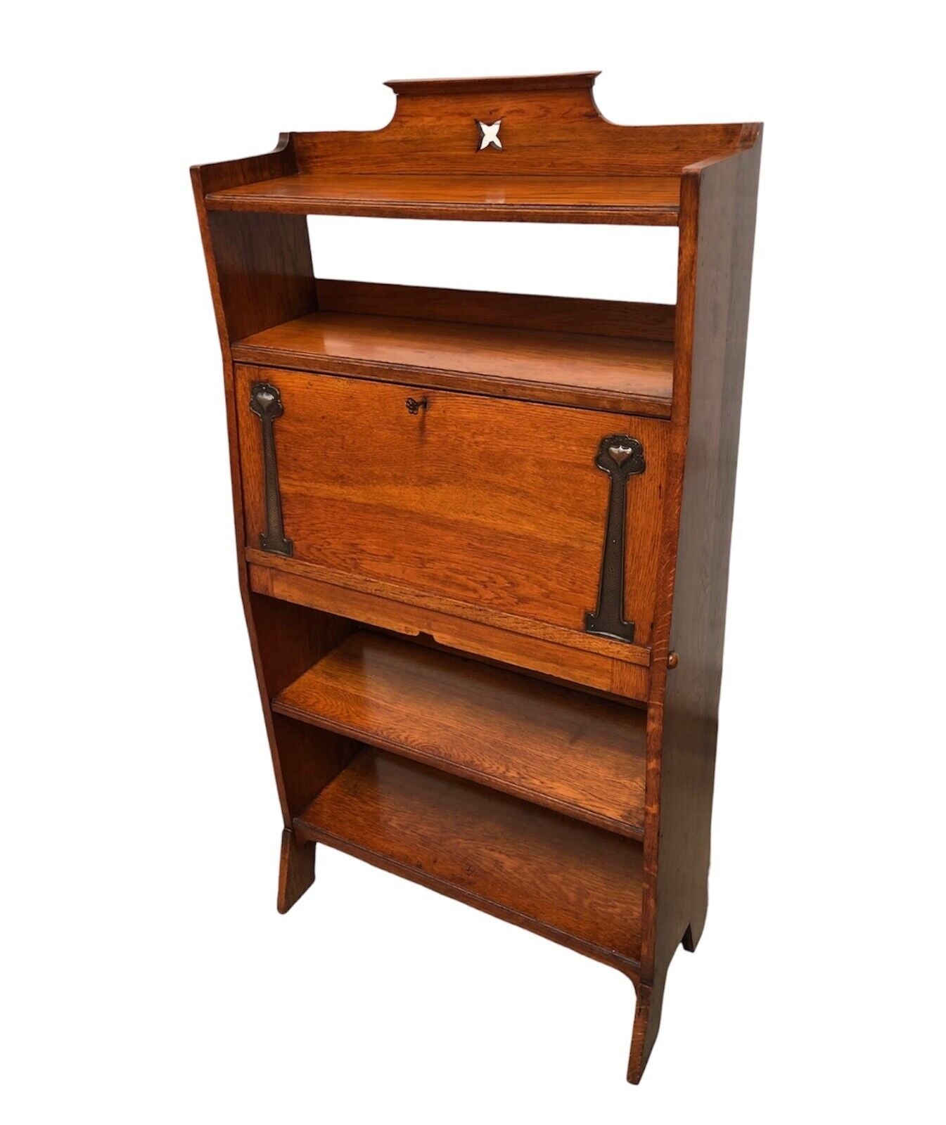 000817....Handsome Arts And Crafts Oak Bureau Bookcase ( sold )