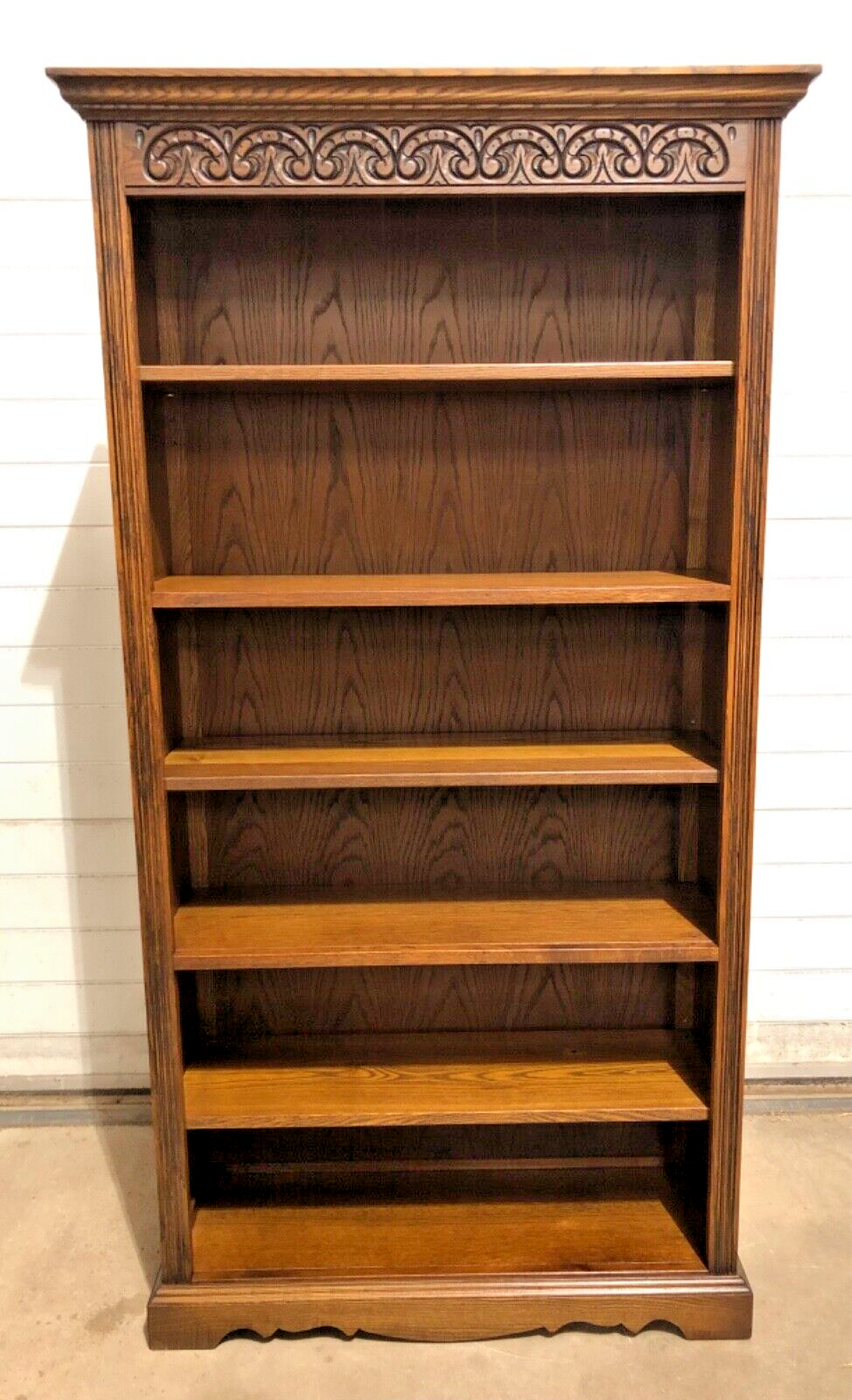 000854....Handsome Carved Oak Bookcase / Old Charm Bookcase ( sold )