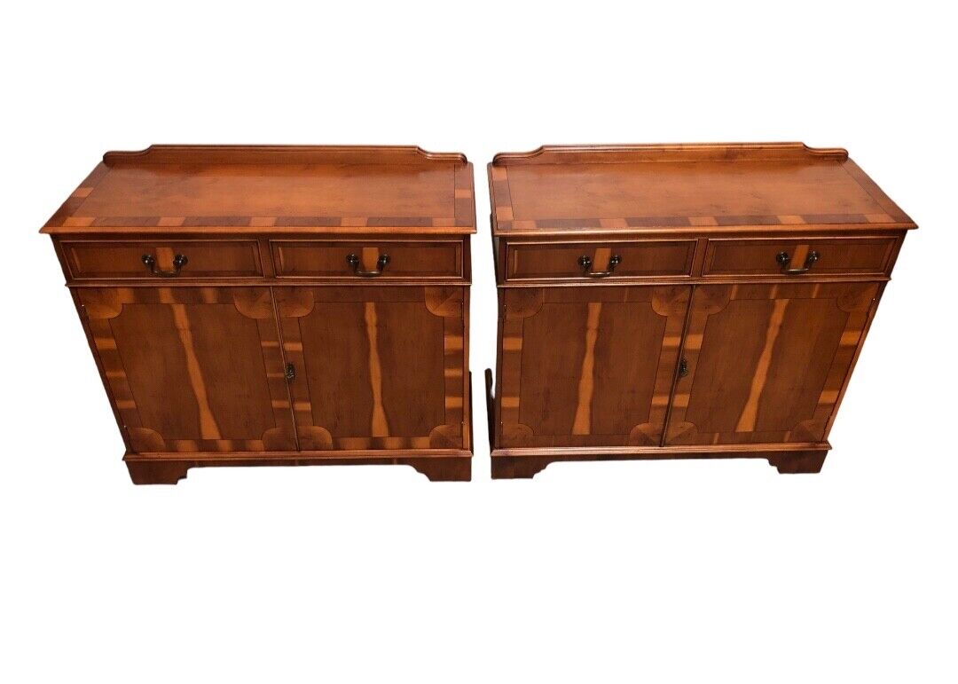 000824....Stunning Pair Of Vintage Yew Side Cabinets ( sold )