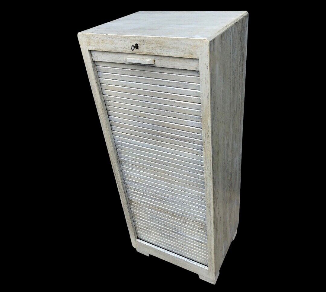 000840....Handsome Vintage Tambour Fronted Filing Cabinet ( sold )