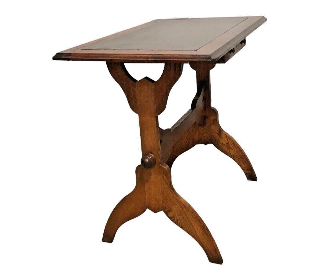 000852....Arts And Crafts Rustic Oak Writing Table ( sold )