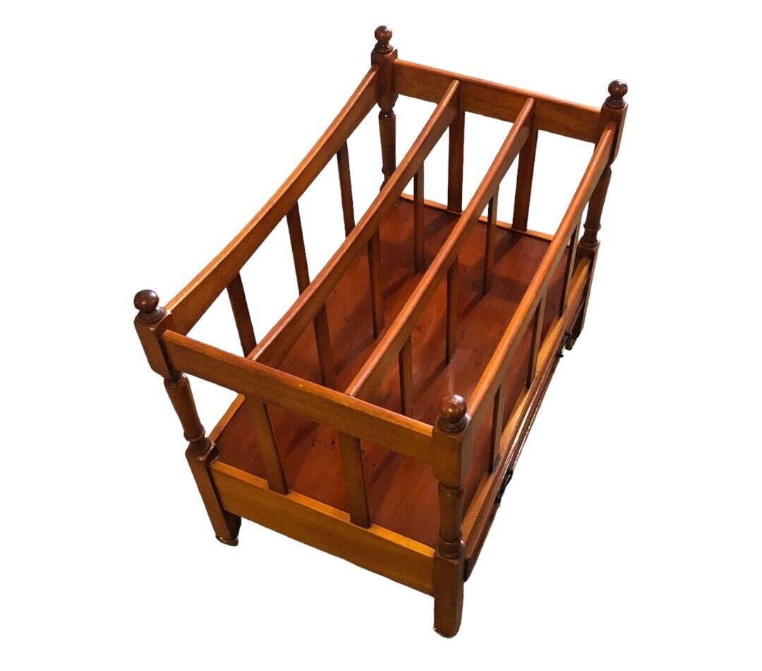 000783....Handsome Vintage Yew Canterbury / Magazine Rack ( sold )