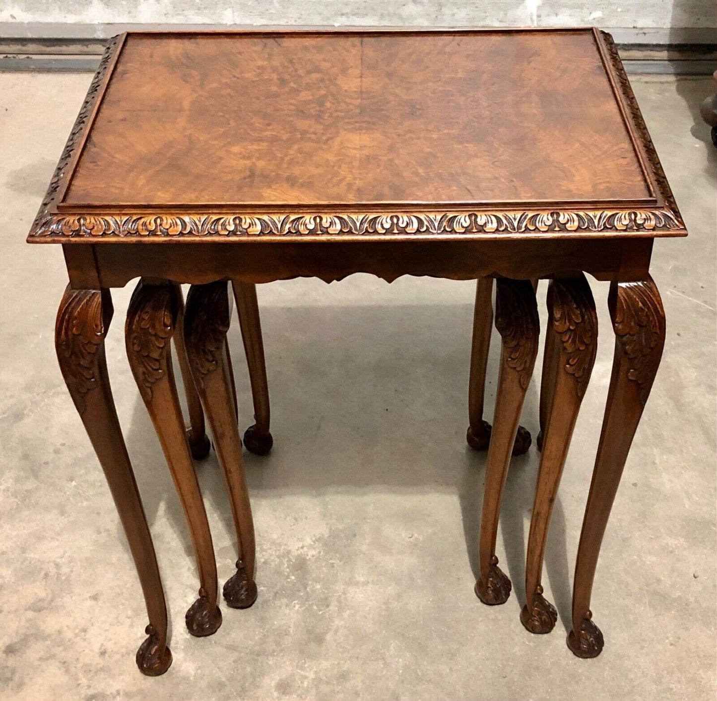 000820.....Stunning Figured Walnut Nest Of Tables / Walnut Coffee Tables ( sold )