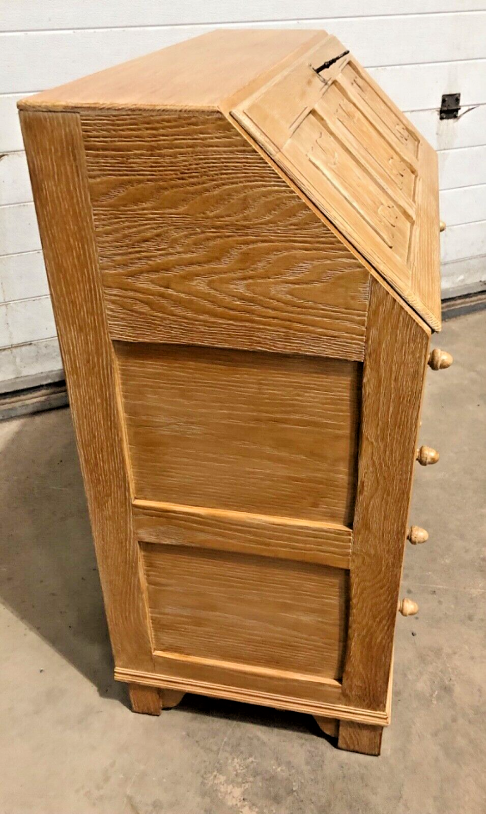 000864....Handsome Vintage Bleached Oak Bureau / Writing Desk ( sold )