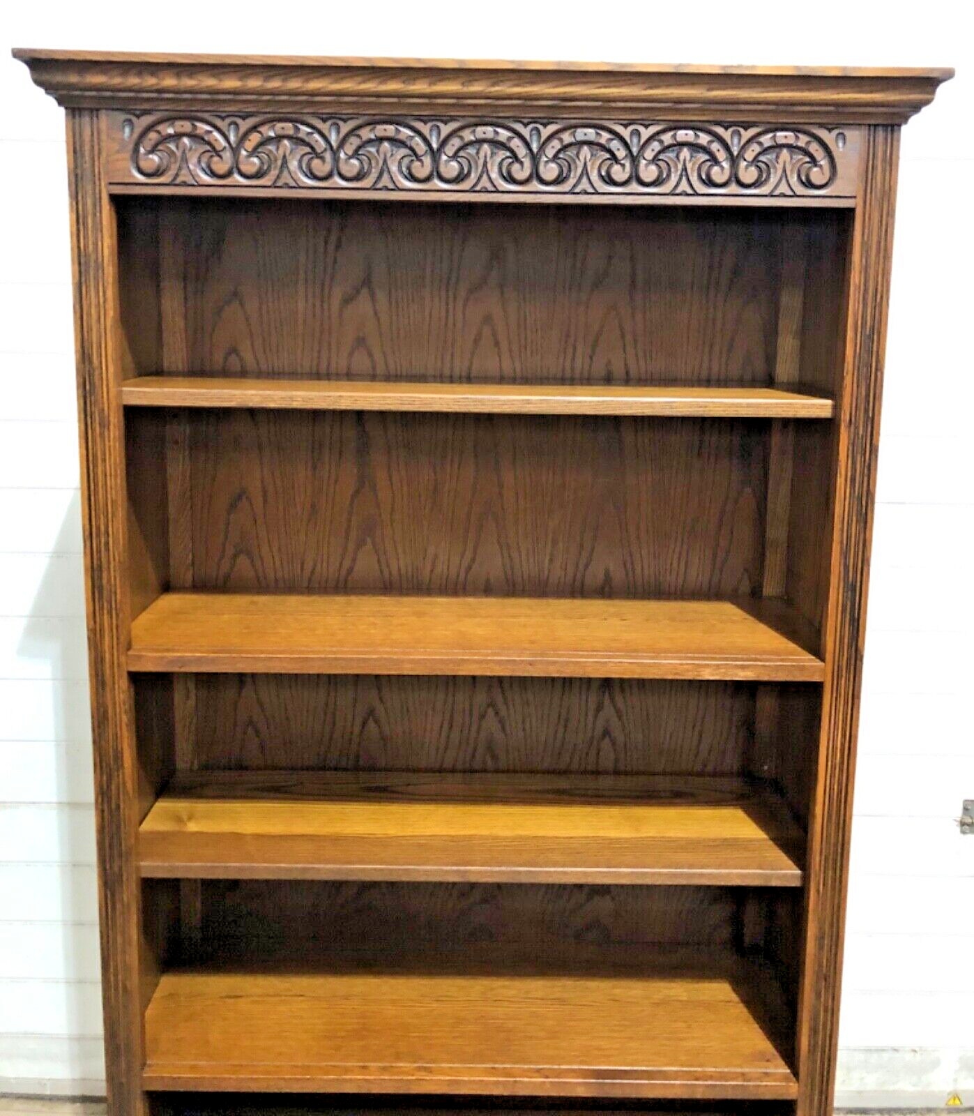 000854....Handsome Carved Oak Bookcase / Old Charm Bookcase ( sold )