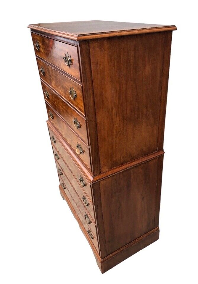 000819....Handsome Vintage Figured Walnut Tallboy Chest On Chest ( sold )