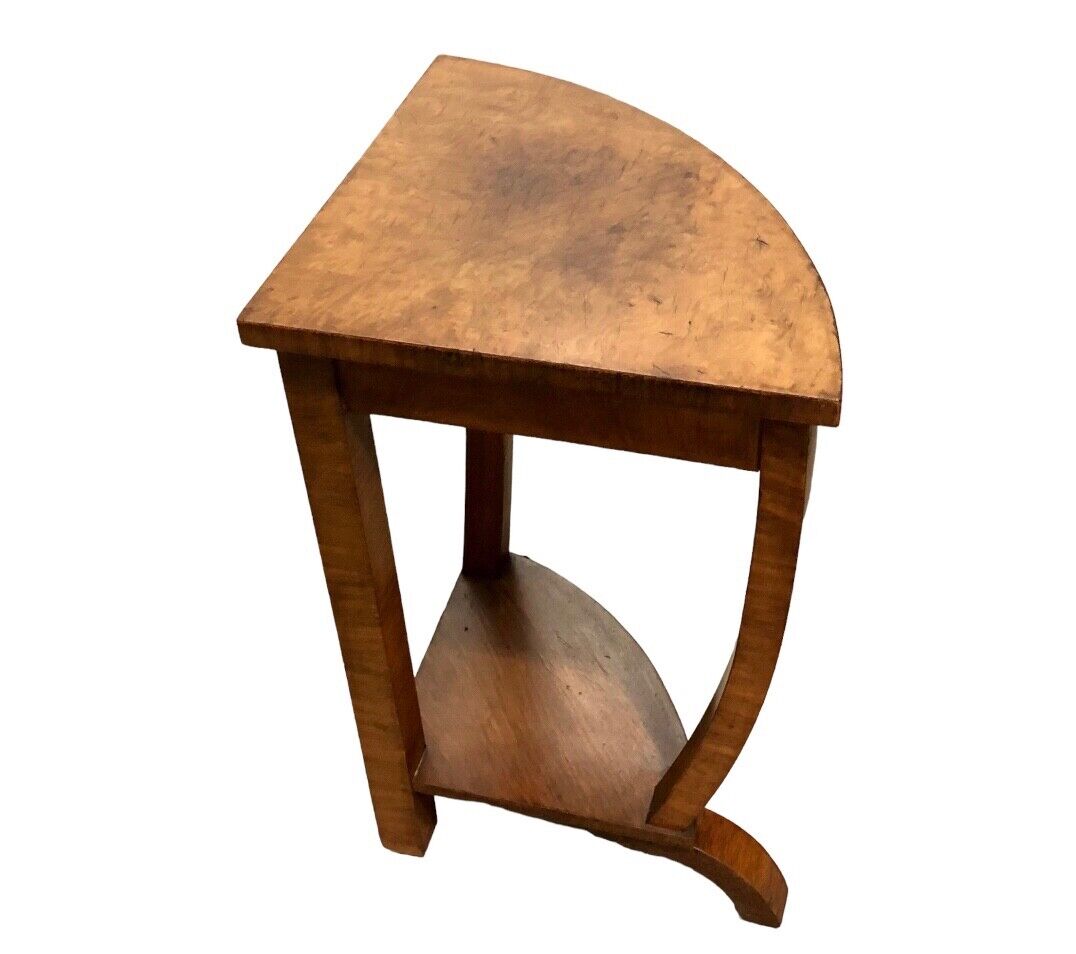 000804....Small Art Deco Walnut Corner Table / Plant Stand ( sold )