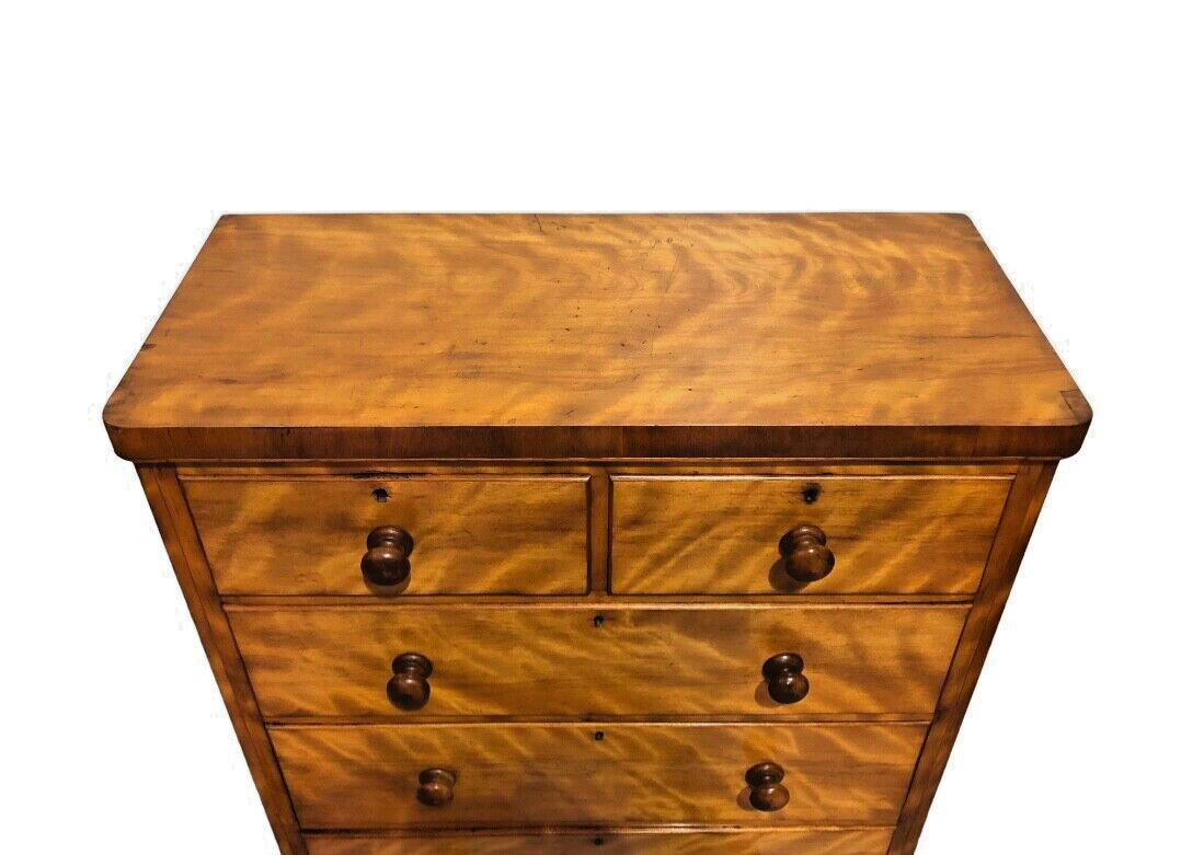 000809....Handsome Antique Satin Birch Chest Of Drawers ( sold )