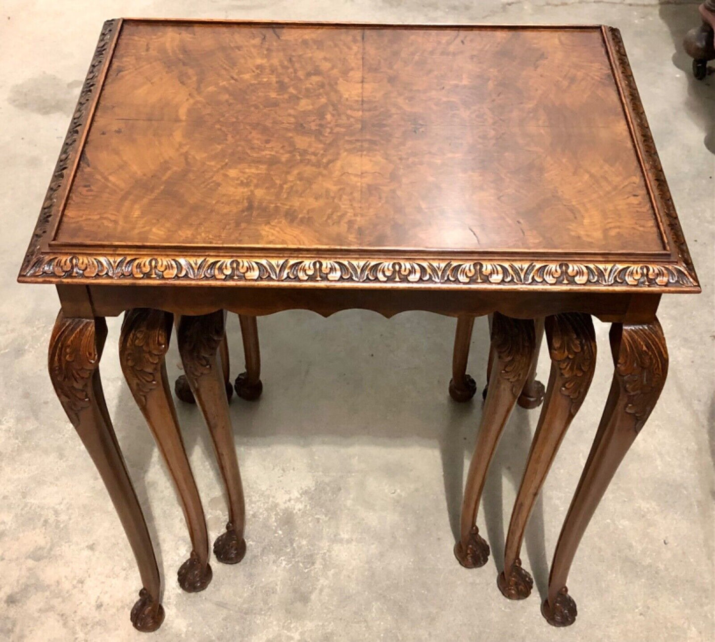 000820.....Stunning Figured Walnut Nest Of Tables / Walnut Coffee Tables ( sold )