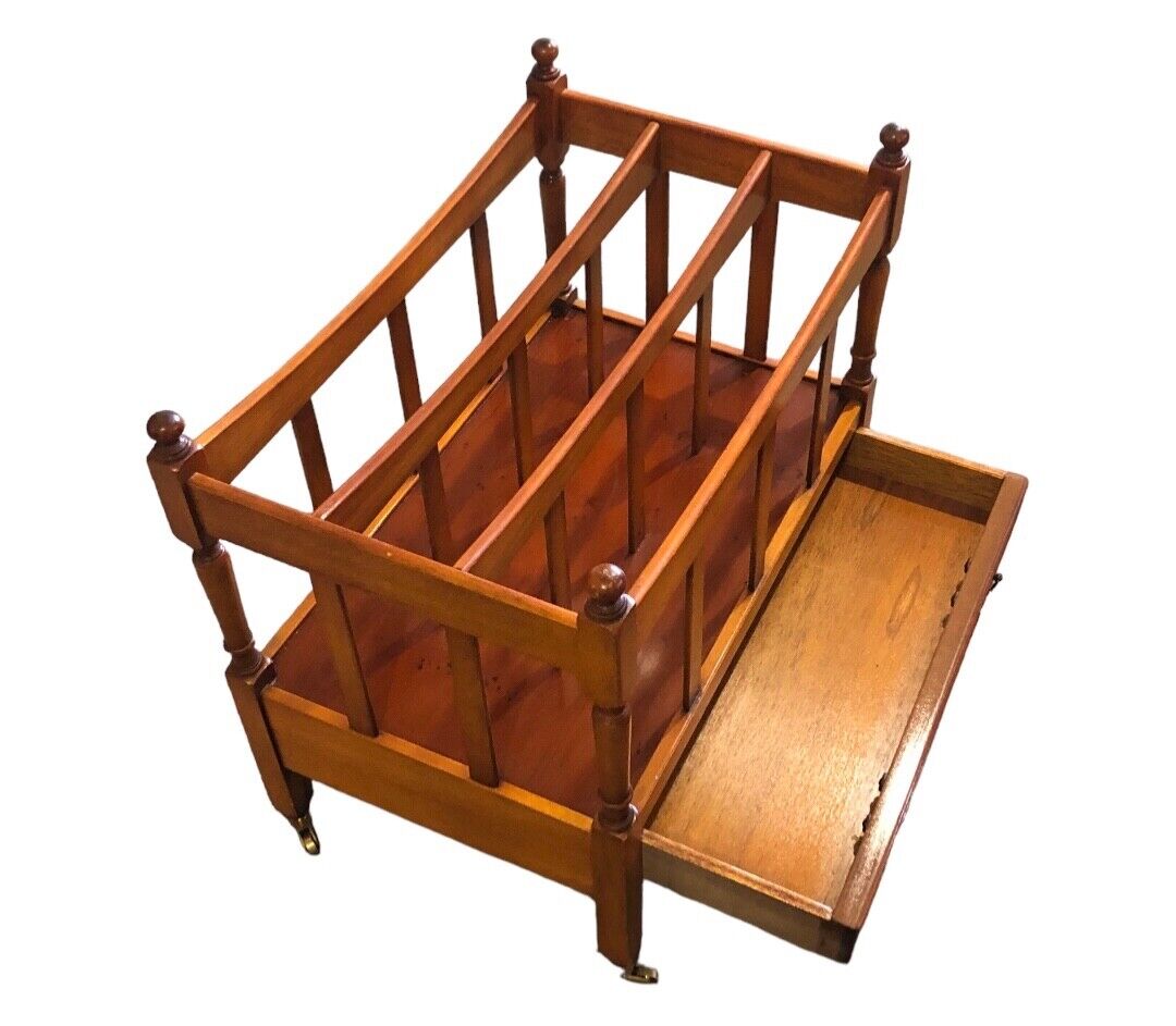 000783....Handsome Vintage Yew Canterbury / Magazine Rack ( sold )