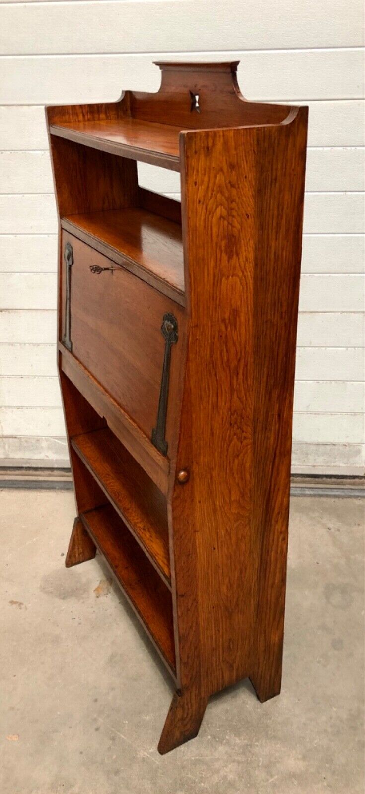 000817....Handsome Arts And Crafts Oak Bureau Bookcase ( sold )