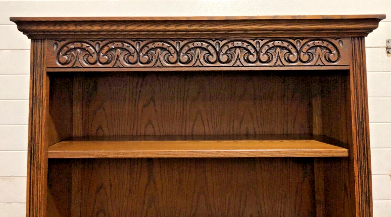 000854....Handsome Carved Oak Bookcase / Old Charm Bookcase ( sold