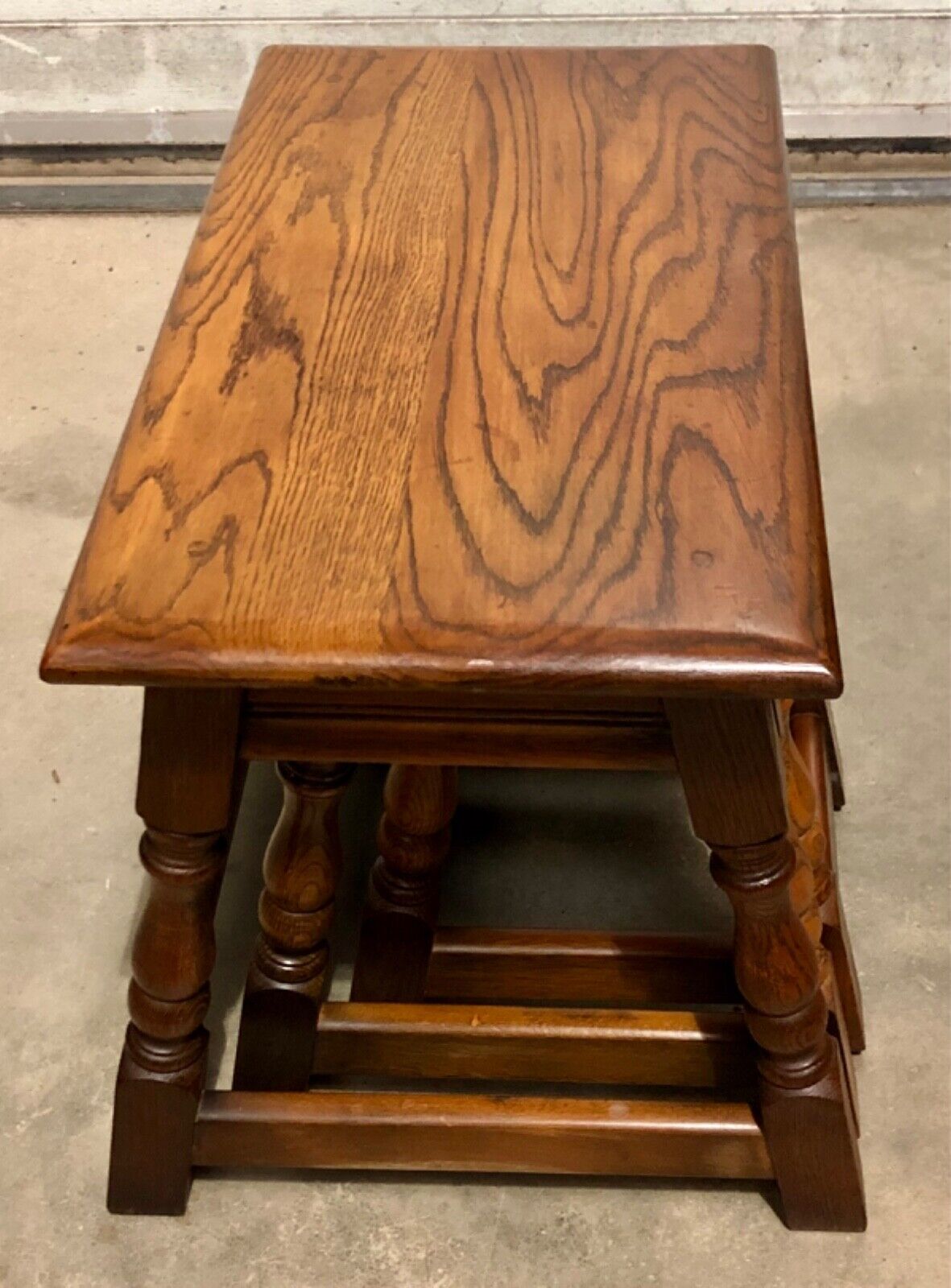 000825....Vintage Solid Oak Nest Of Tables / Coffee Tables ( sold )