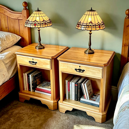 000501....Handsome Pair Of Vintage Bedside Tables