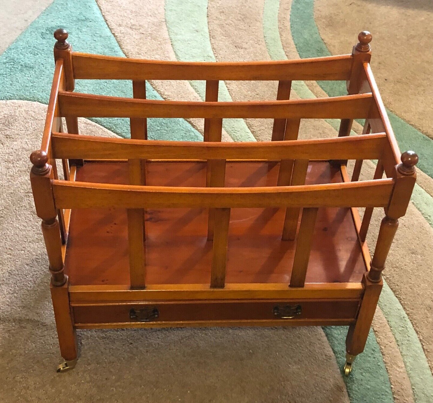 000783....Handsome Vintage Yew Canterbury / Magazine Rack ( sold )