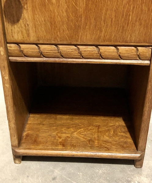 000729....Handsome Arts And Crafts Solid Oak Bedside Table ( sold )