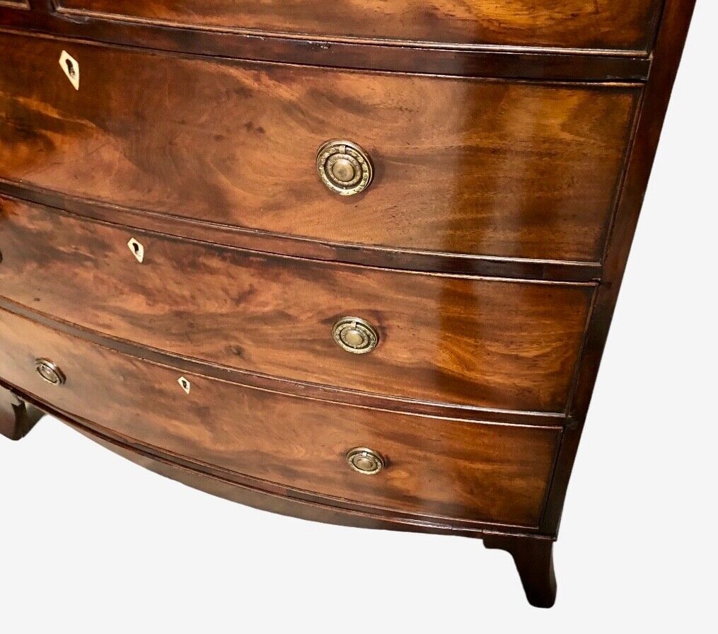 000844....Handsome Antique Mahogany Bow Front Chest Of Drawers ( sold )