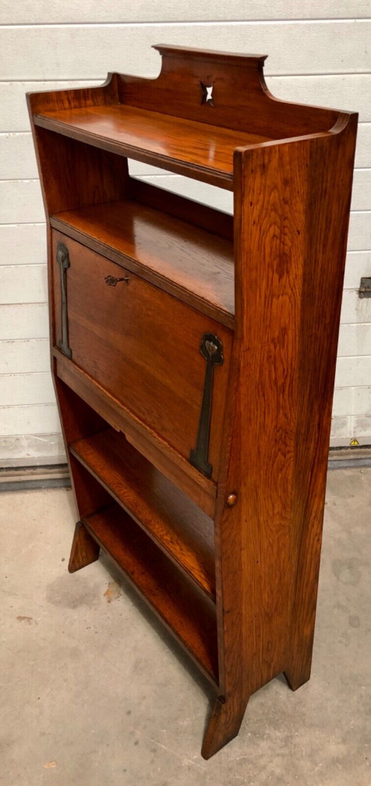 000817....Handsome Arts And Crafts Oak Bureau Bookcase ( sold )