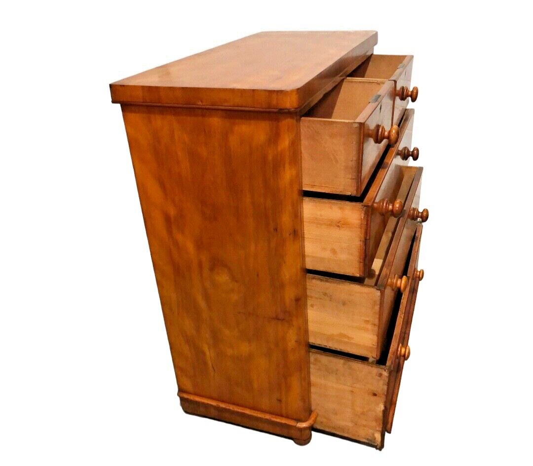 000809....Handsome Antique Satin Birch Chest Of Drawers ( sold )