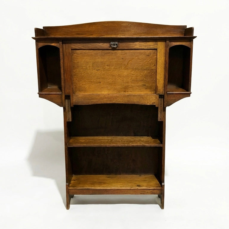 000548....Handsome Arts And Crafts Oak Bureau Bookcase ( sold )