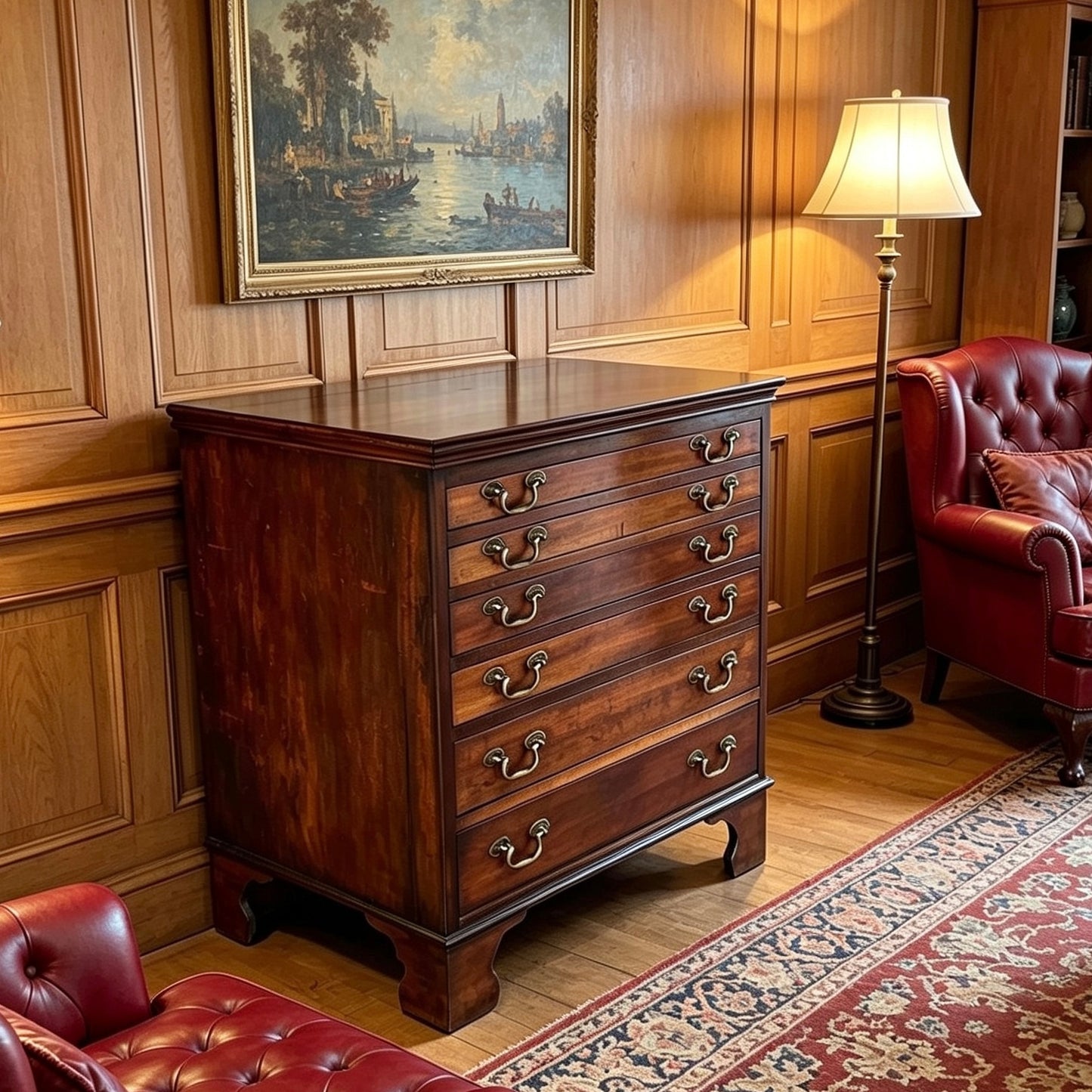 000511....Handsome Antique Collectors Chest Or Chart Chest