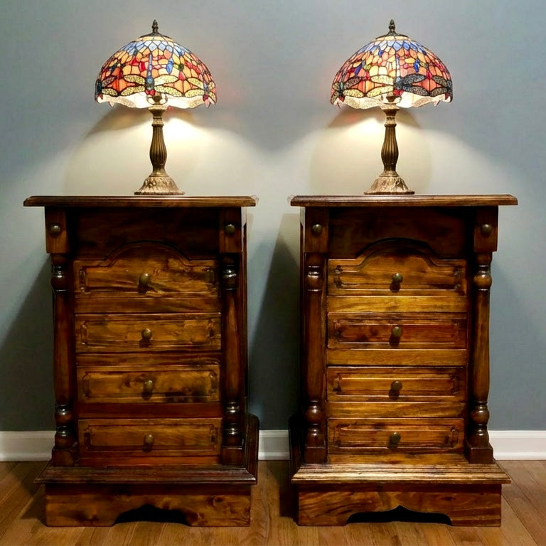 000536...Handsome Pair Of Vintage Mahogany Bedside Chests ( sold )