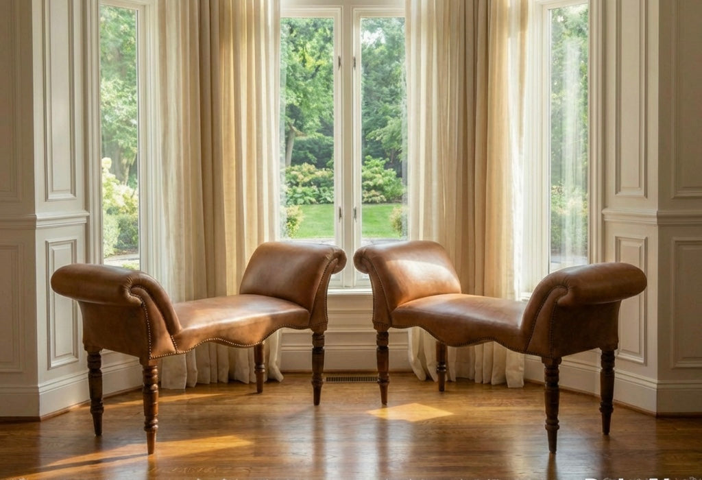 000550....Handsome Pair Of Edwardian Window Seats