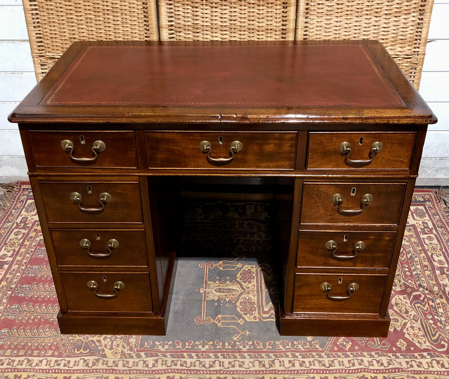 000566....Handsome Small Solid Mahogany Pedestal Desk