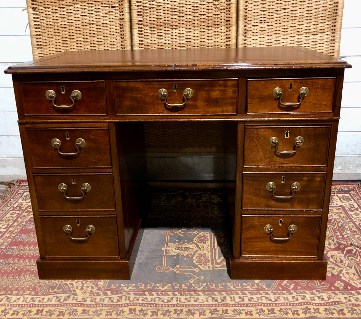 000566....Handsome Small Solid Mahogany Pedestal Desk