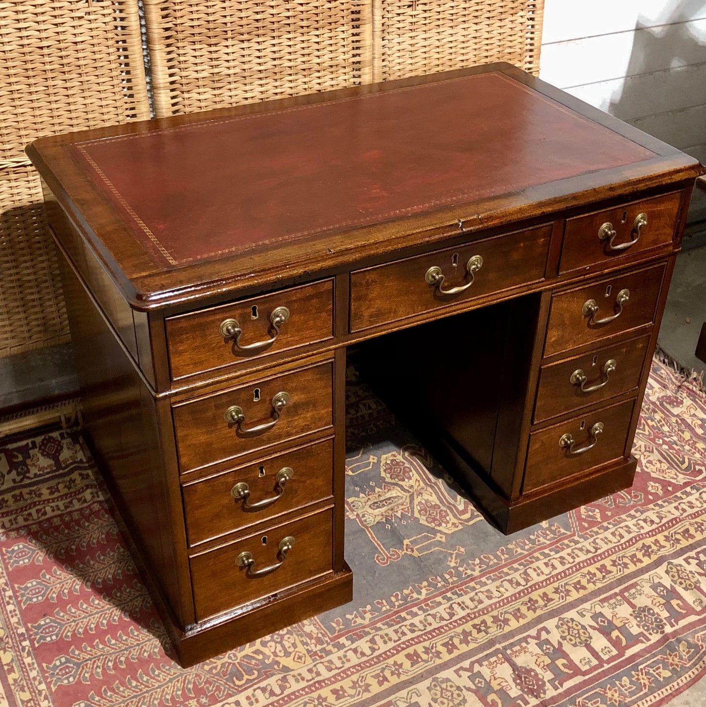 000566....Handsome Small Solid Mahogany Pedestal Desk