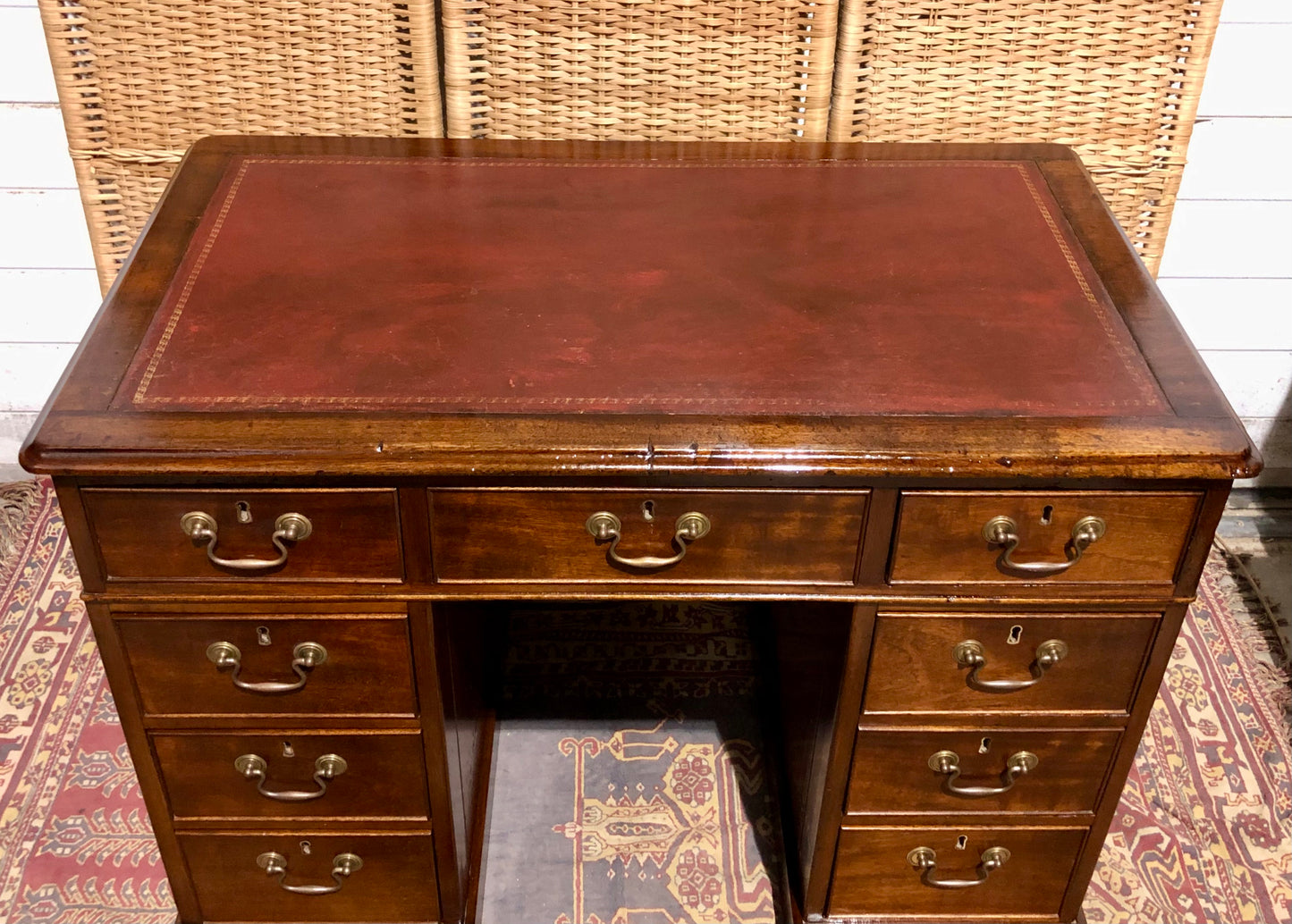 000566....Handsome Small Solid Mahogany Pedestal Desk