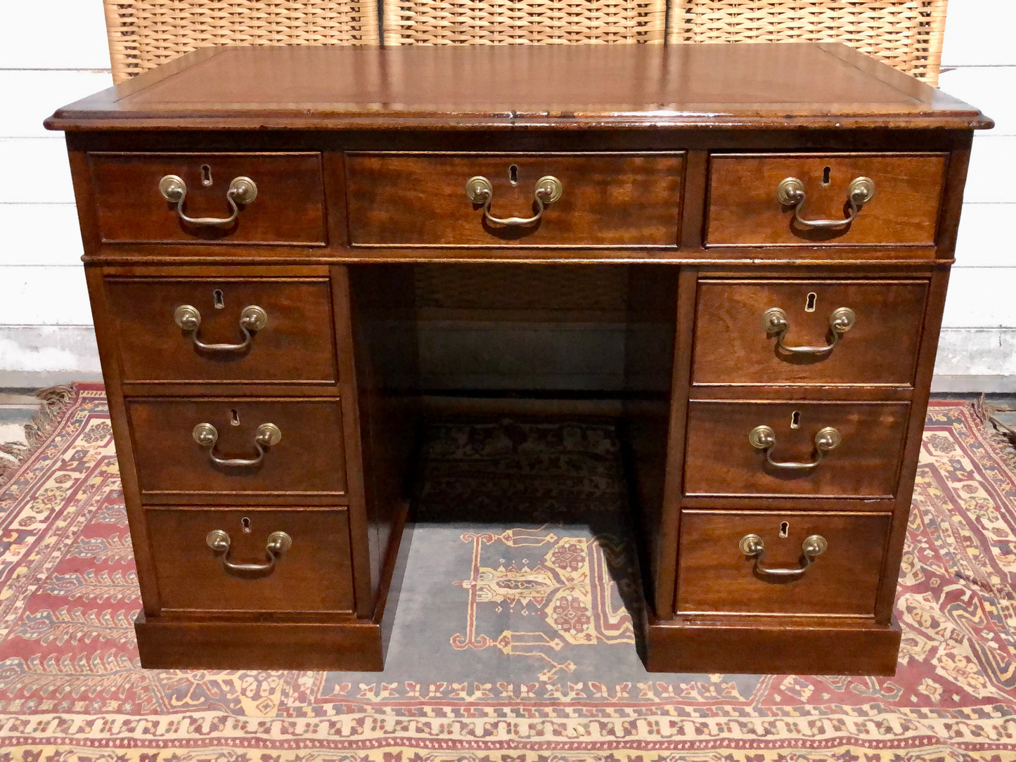 000566....Handsome Small Solid Mahogany Pedestal Desk