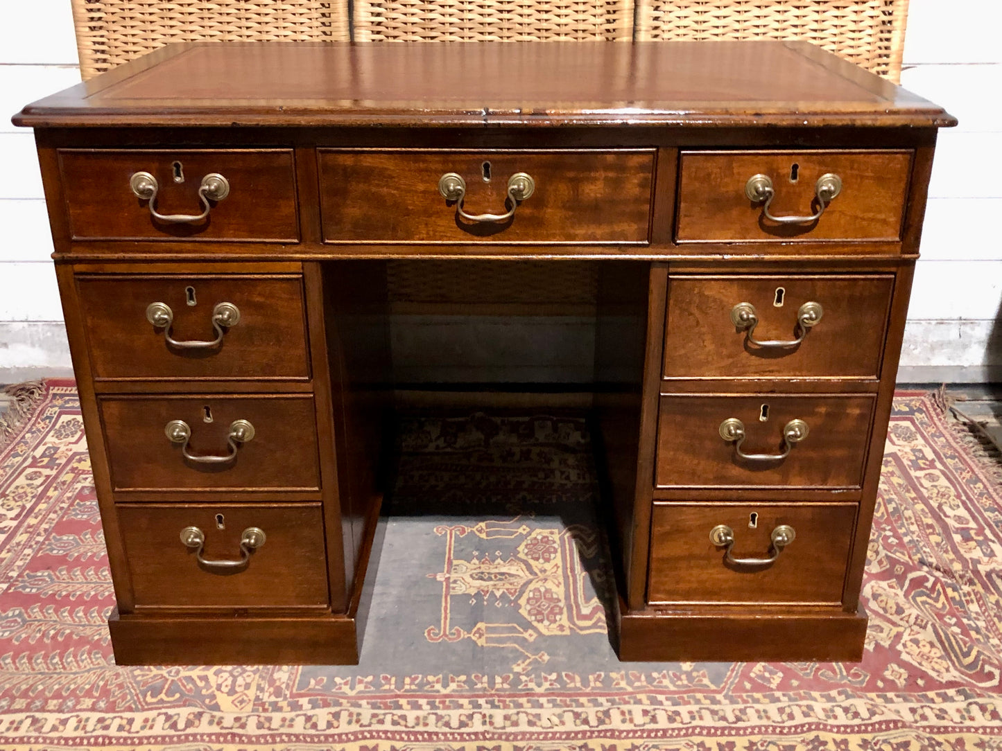 000566....Handsome Small Solid Mahogany Pedestal Desk