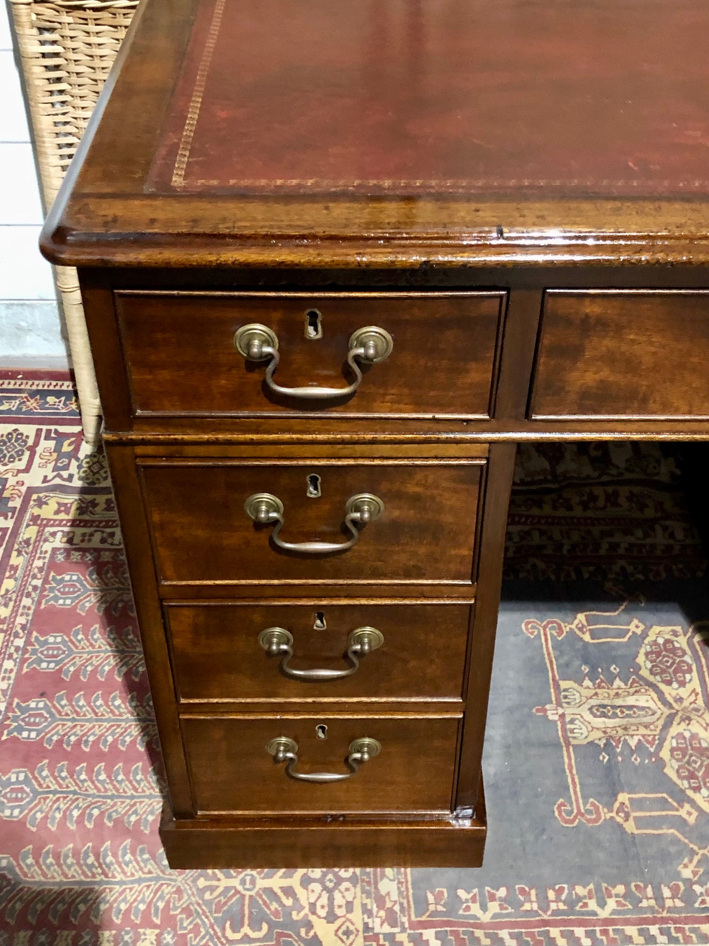 000566....Handsome Small Solid Mahogany Pedestal Desk