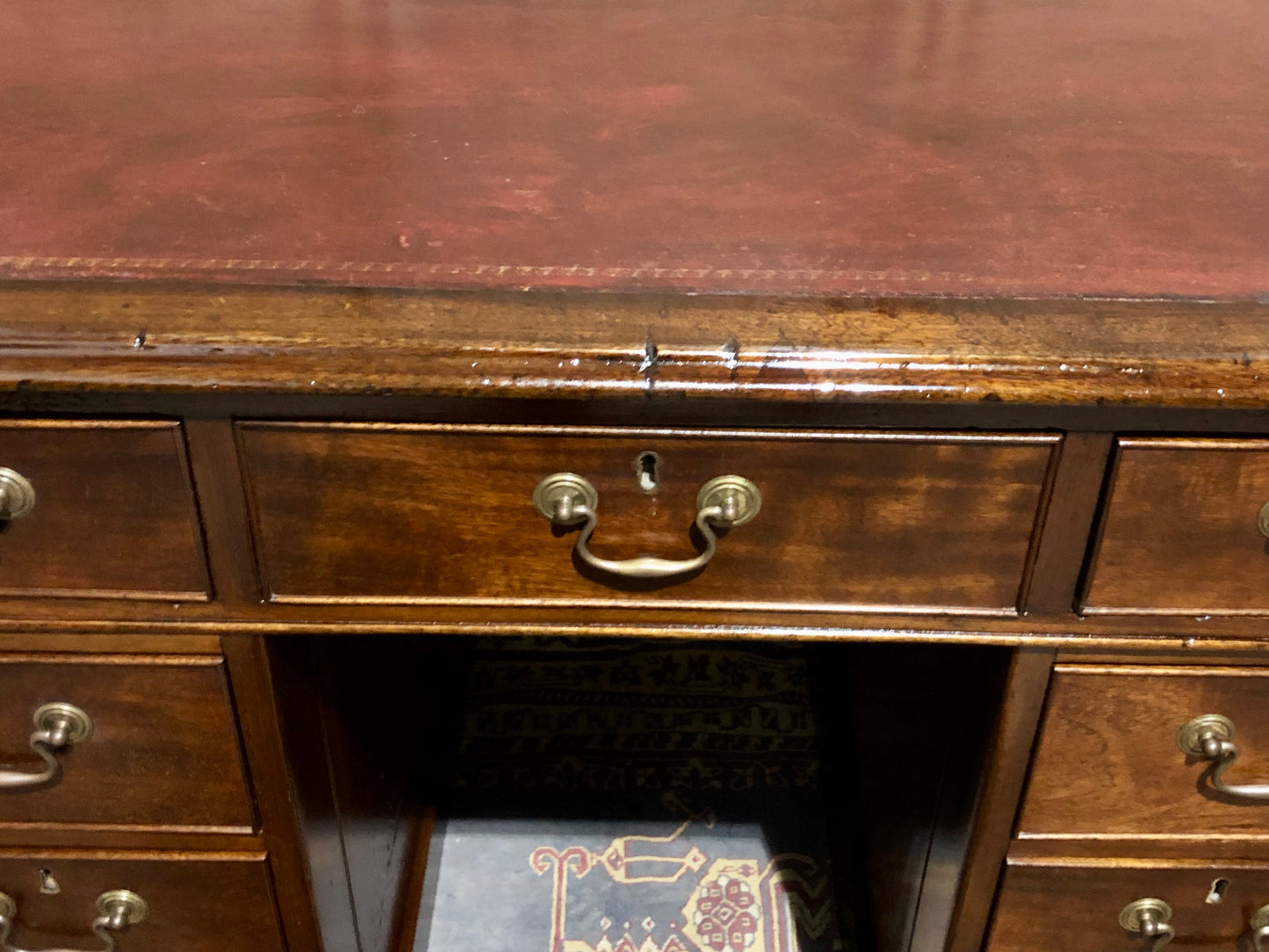 000566....Handsome Small Solid Mahogany Pedestal Desk