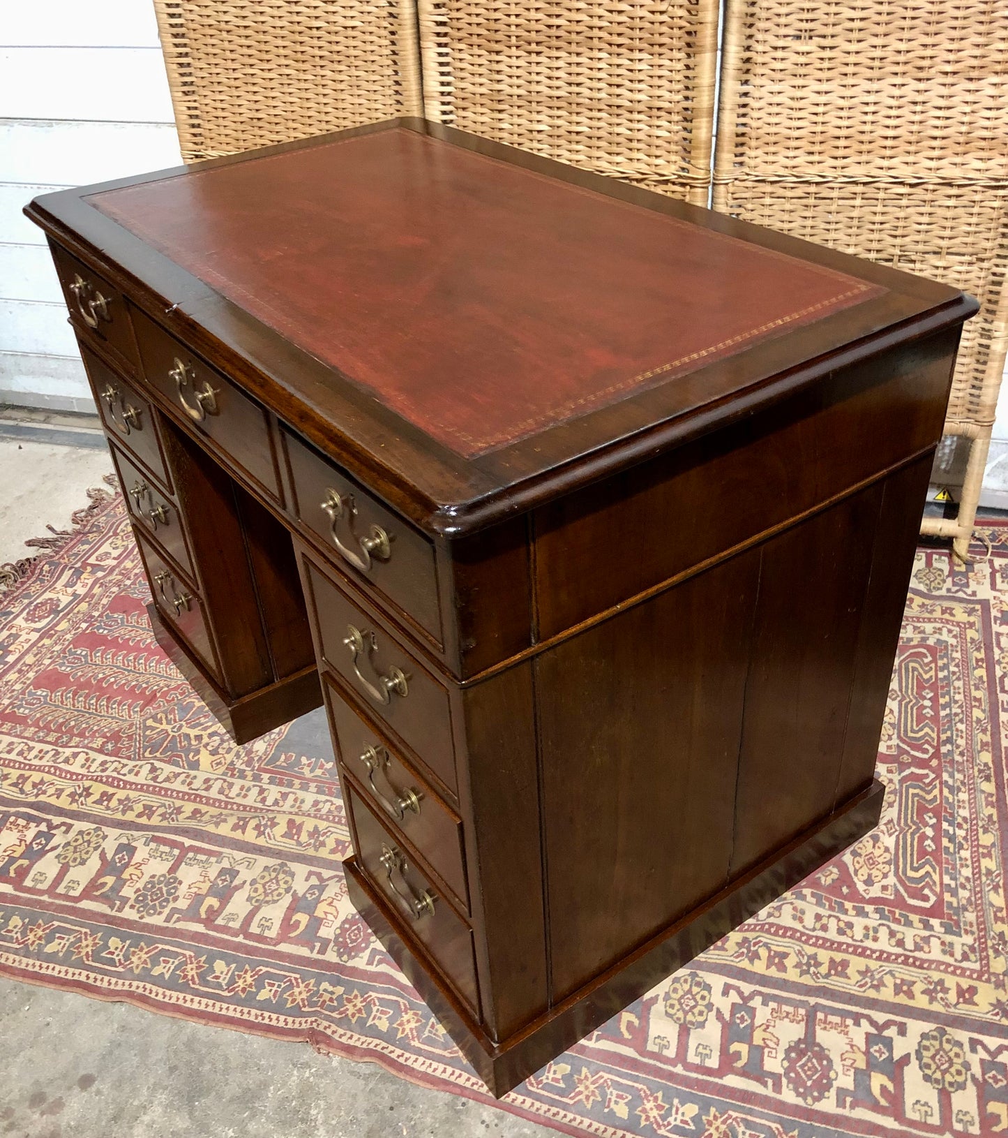 000566....Handsome Small Solid Mahogany Pedestal Desk