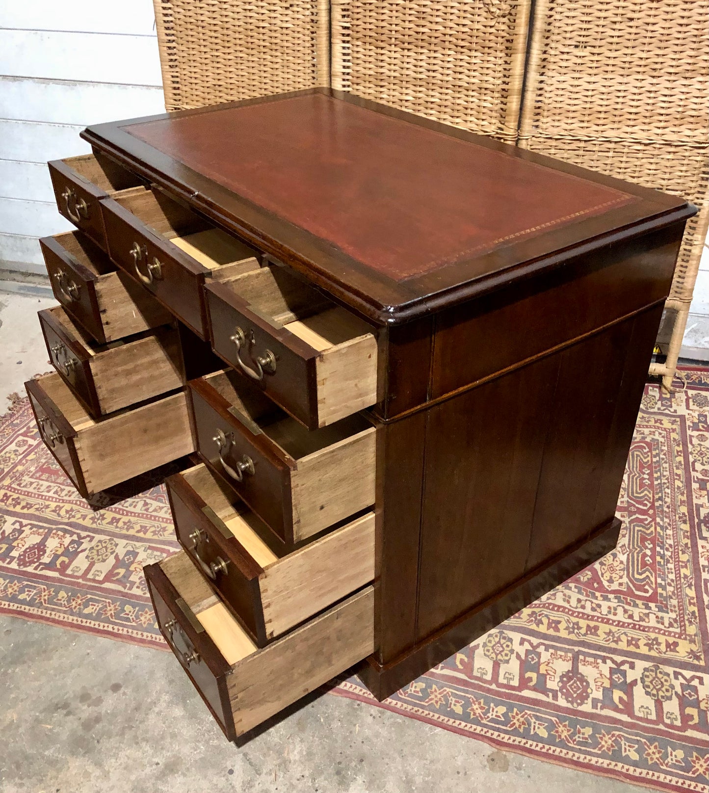 000566....Handsome Small Solid Mahogany Pedestal Desk