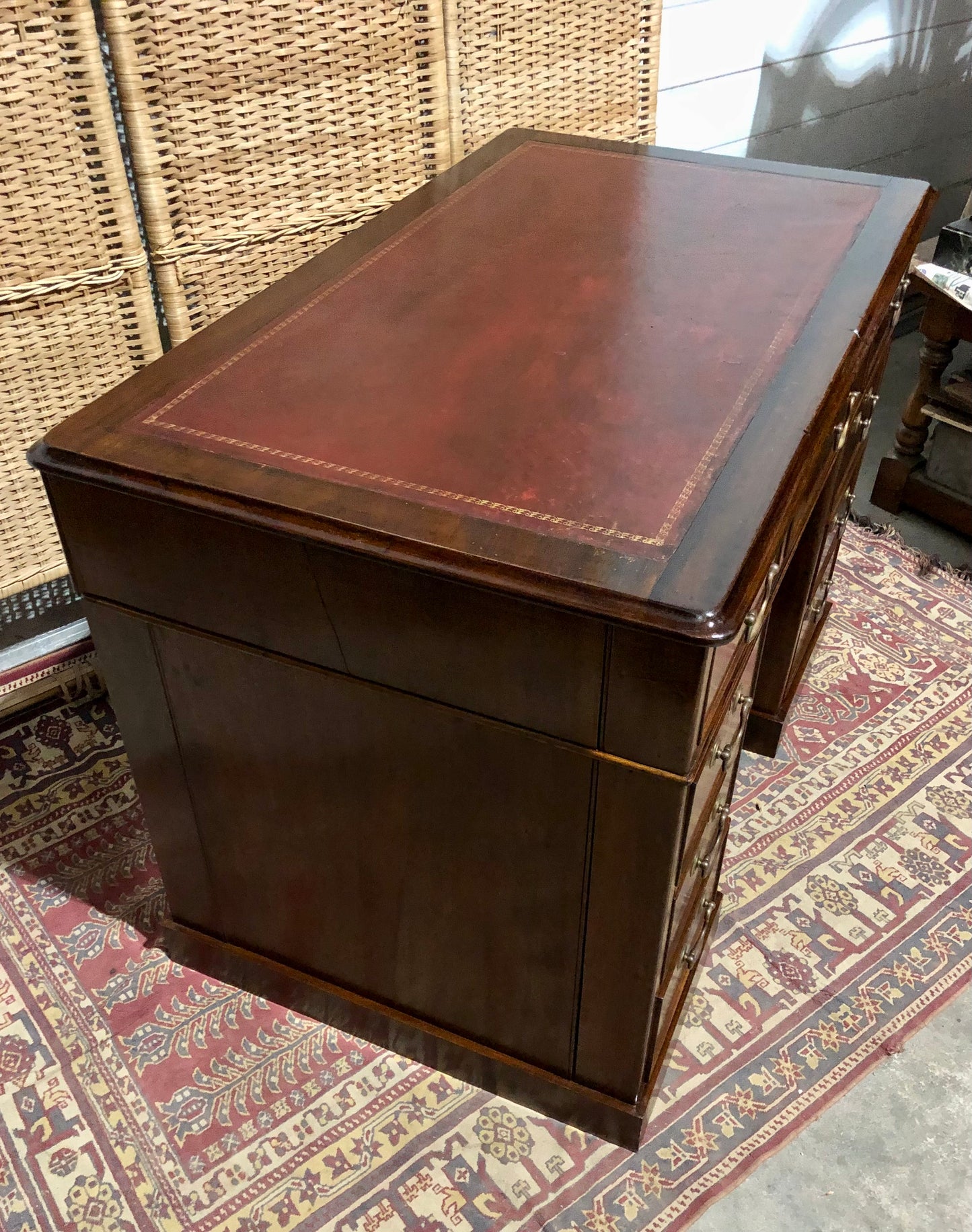 000566....Handsome Small Solid Mahogany Pedestal Desk