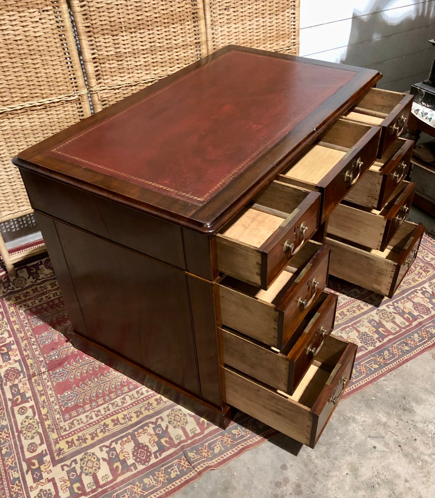 000566....Handsome Small Solid Mahogany Pedestal Desk