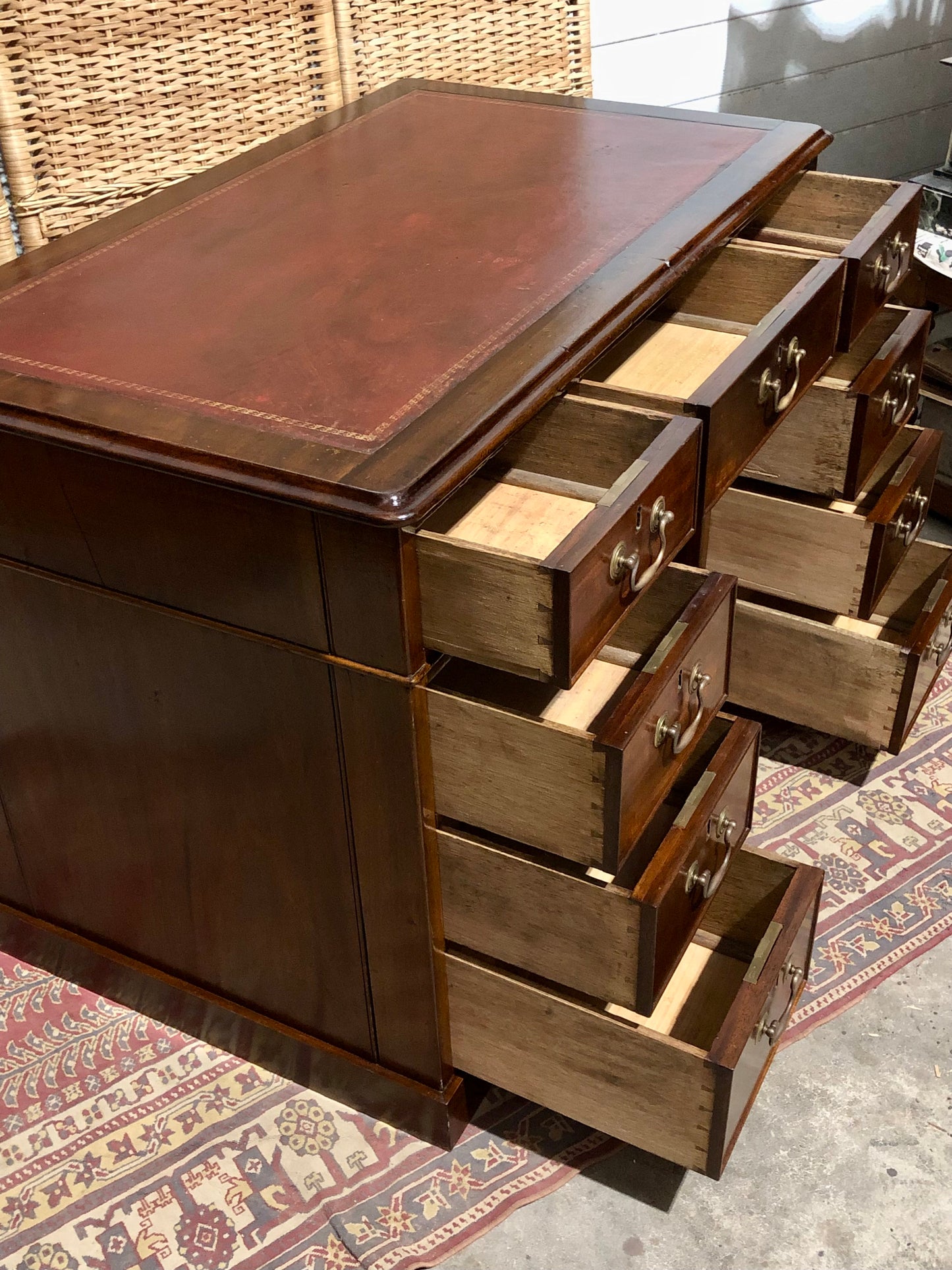 000566....Handsome Small Solid Mahogany Pedestal Desk