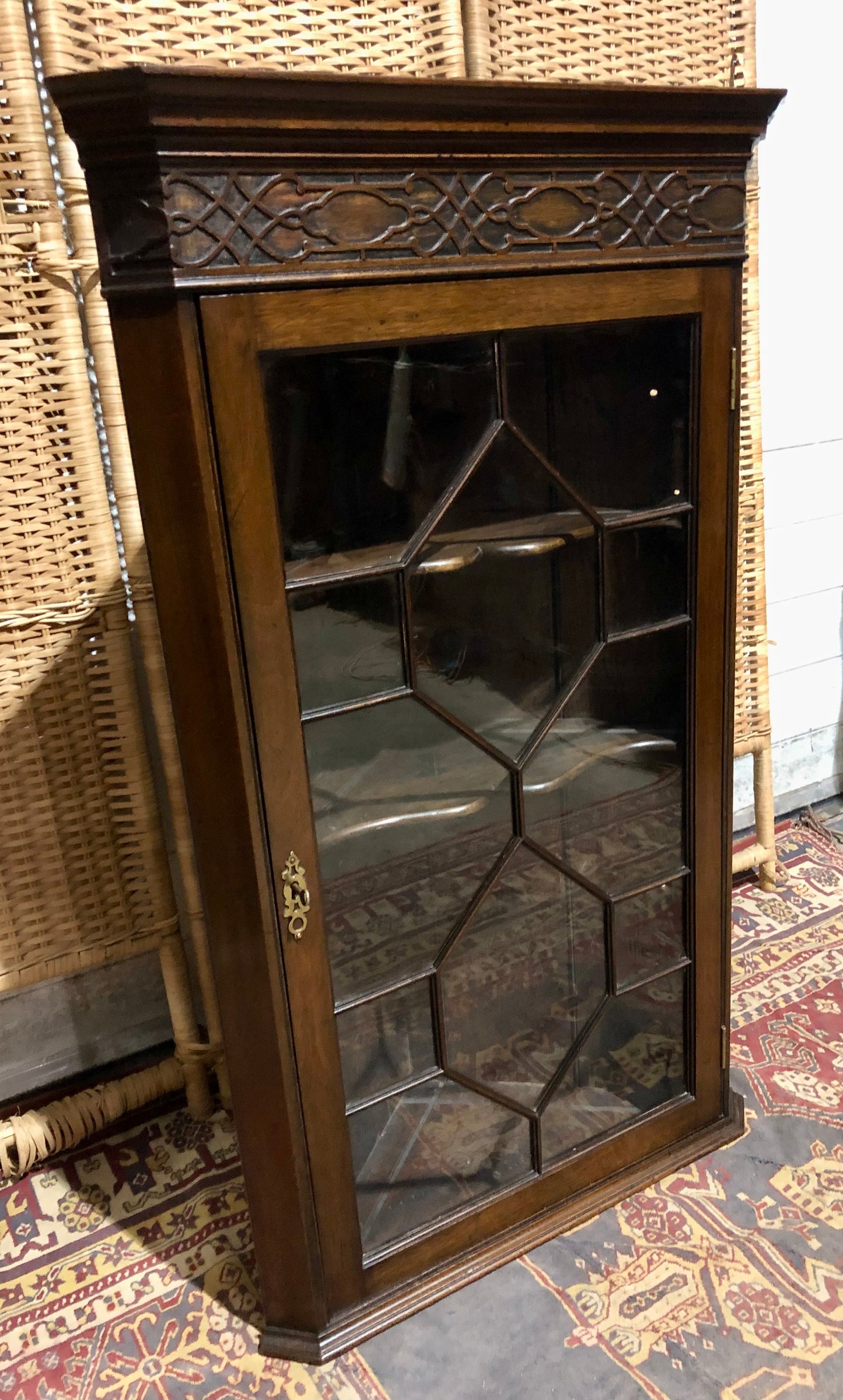 000560....Handsome Pair Of Mahogany Glazed Corner Cabinets