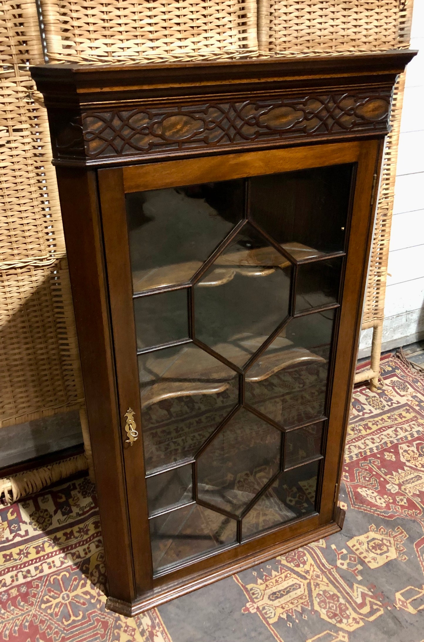000560....Handsome Pair Of Mahogany Glazed Corner Cabinets