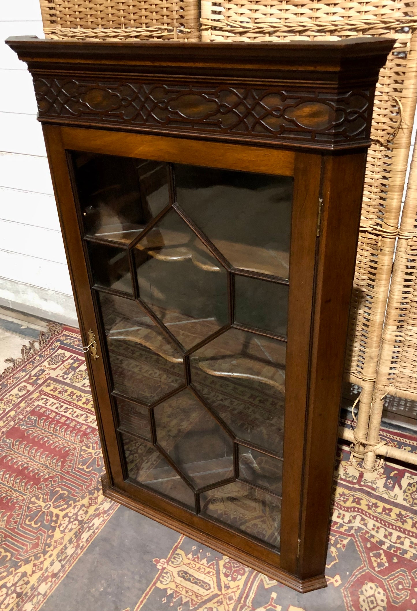000560....Handsome Pair Of Mahogany Glazed Corner Cabinets