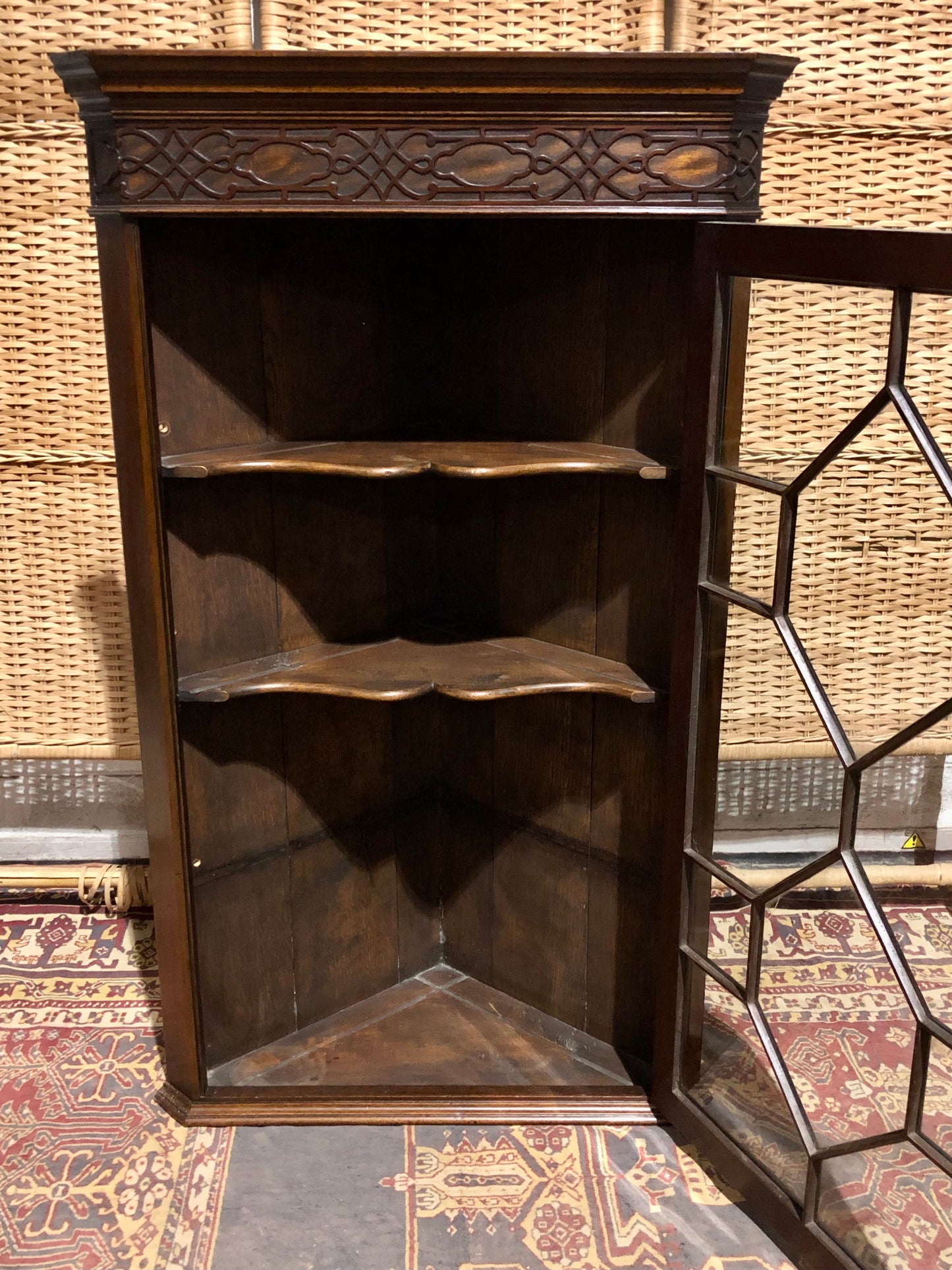 000560....Handsome Pair Of Mahogany Glazed Corner Cabinets