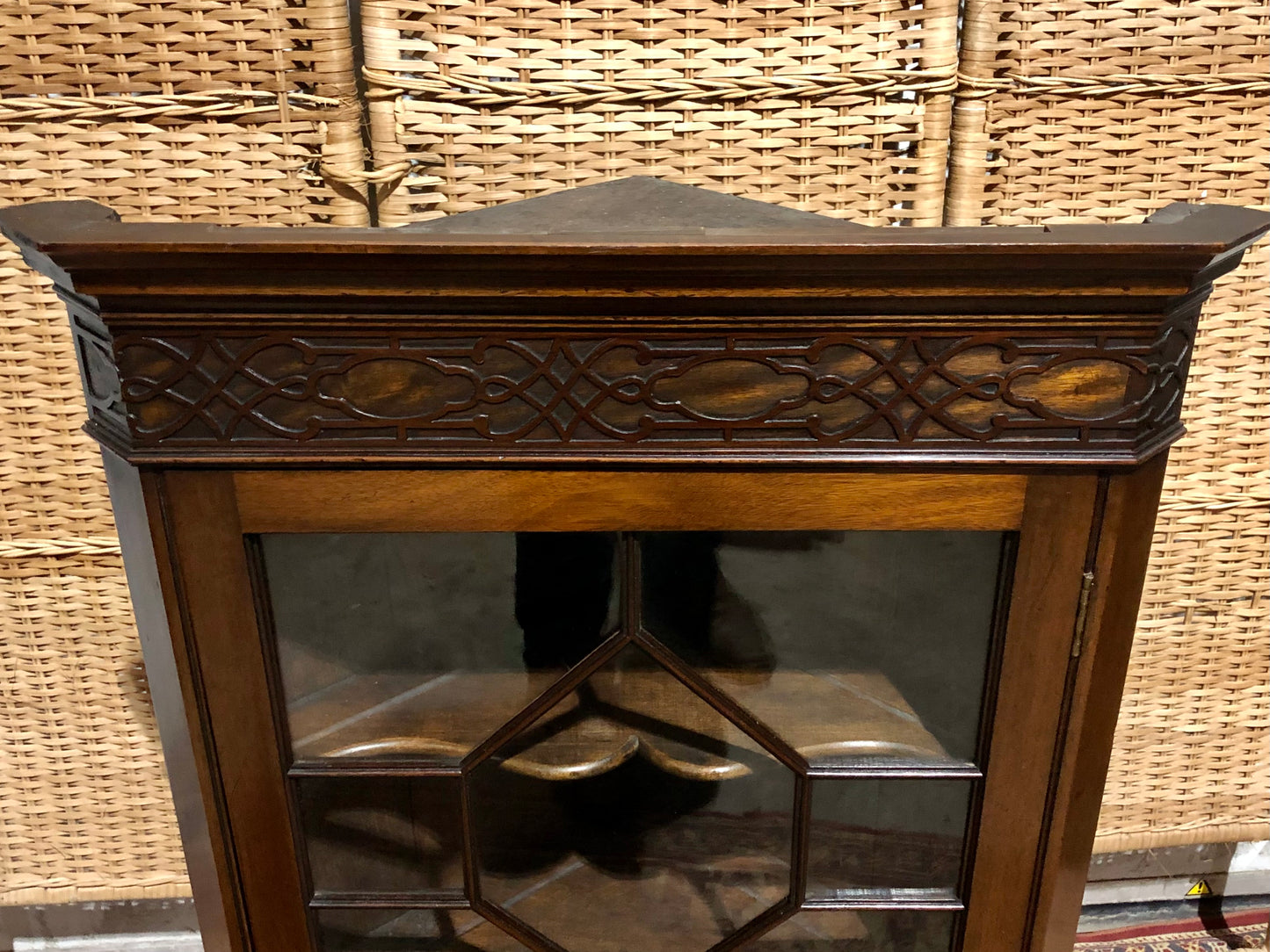 000560....Handsome Pair Of Mahogany Glazed Corner Cabinets