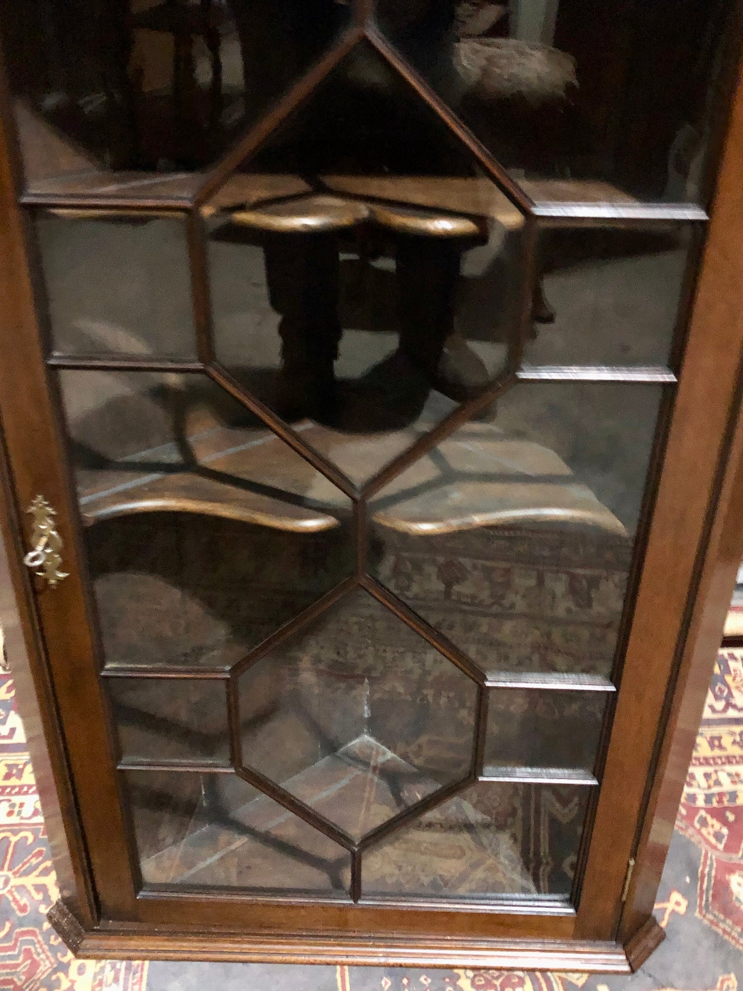 000560....Handsome Pair Of Mahogany Glazed Corner Cabinets